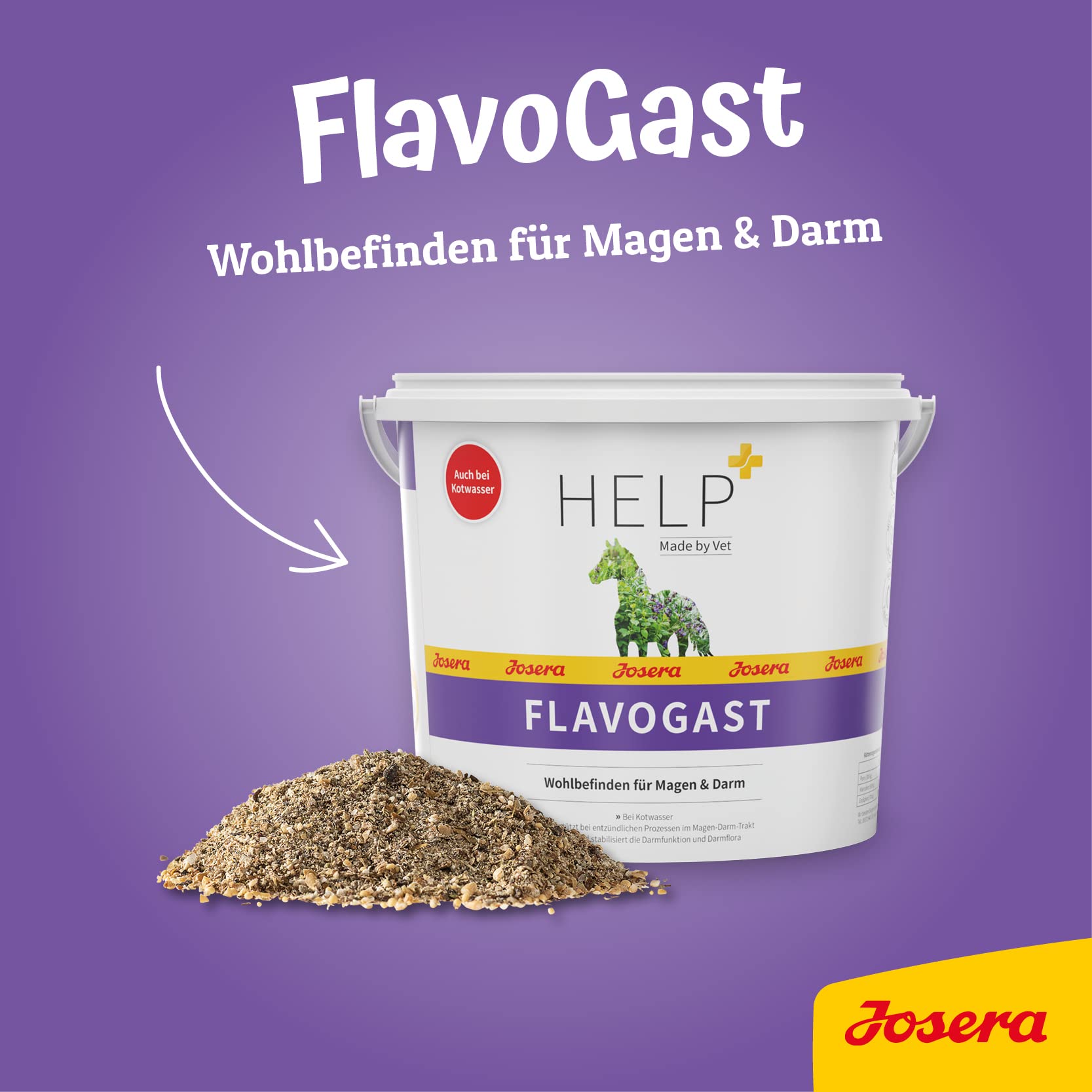 JOSERA Help DarmRelax – FlavoGast | 3kg | Zusatzfutter für Pferde | Pferd | Premium Pferdefutter mit EquiFlavin® für empfindliche Pferde | Wohlbefinden für Magen & Darm | gute Dosierbarkeit