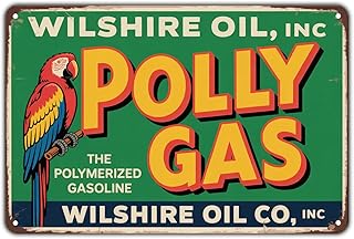Wilshire Oil Polly Gas tin sign Vintage Gasoline Fuel Metal Sign Print Aesthetic for Garden Yard Bar Porch Home Bedroom Kitchen Wall Decor Decor Gift 8 x 12 inch
