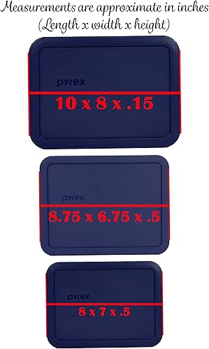 Miniatura 2 de Pyrex 7212-PC 11-Cup, 7211-PC 6-Cups & 7210-PC 3-Cup Blue Tapas de repuesto para almacenamiento de alimentos – Fabricado en Estados Unidos