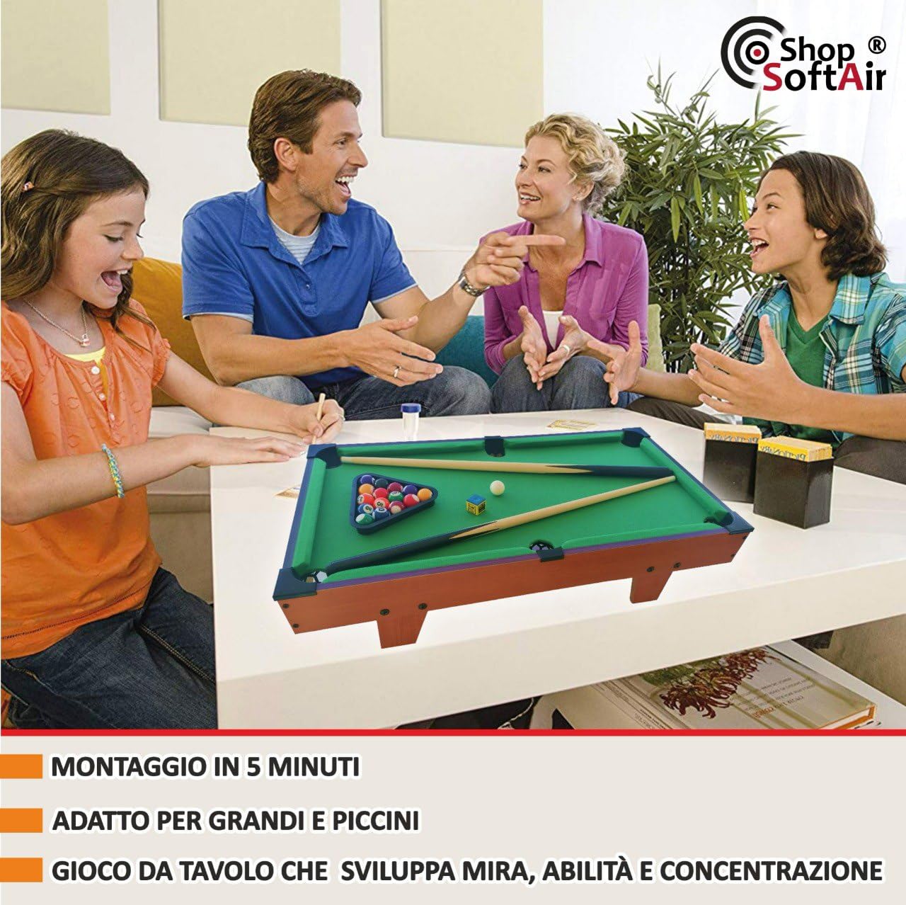 Mini Tavolo da Biliardo Carambola Portatile, 69x36x17cm, con Accessori inclusi