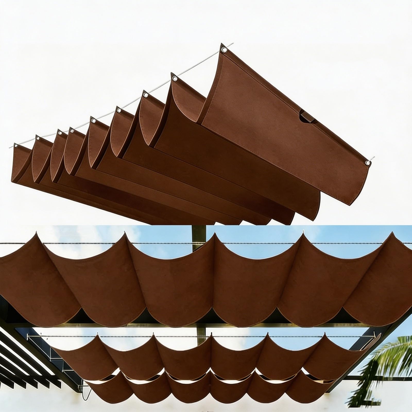 Voile d'ombrage indéchirable et imperméable à vagues rétractables pour grand jardin