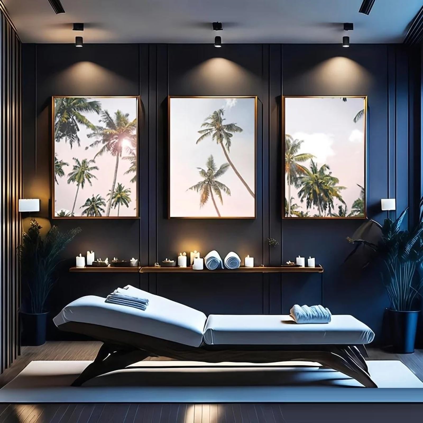 Yocheng 2D Flat, 3pcs Coastal Palm Tree Wall Art Set -Canvas Prints, Tropical Beach Landscape Paintings With Palm Tree 60x80cmx3 No Frame