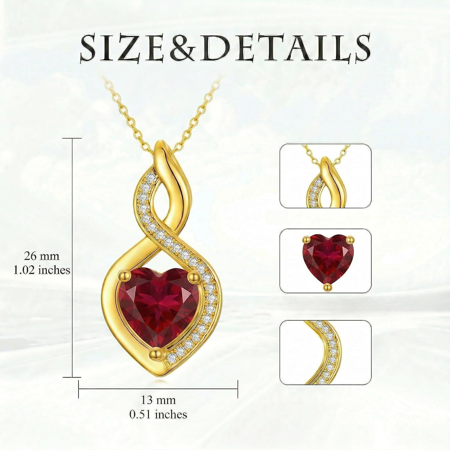 OJK 14K Gold Infinity Heart Birthstone Necklace for Women Love Infinity Pendant Necklaces Anniversary Birthday Jewelry Gifts for Wife Girlfriend Her