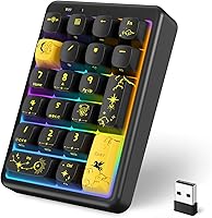 Vista 1 de NumberPad, teclado numérico inalámbrico Bluetooth 5.0/2.4G/Tipo-C, teclado numérico inalámbrico de 21 teclas, teclado numérico recargable, Negro