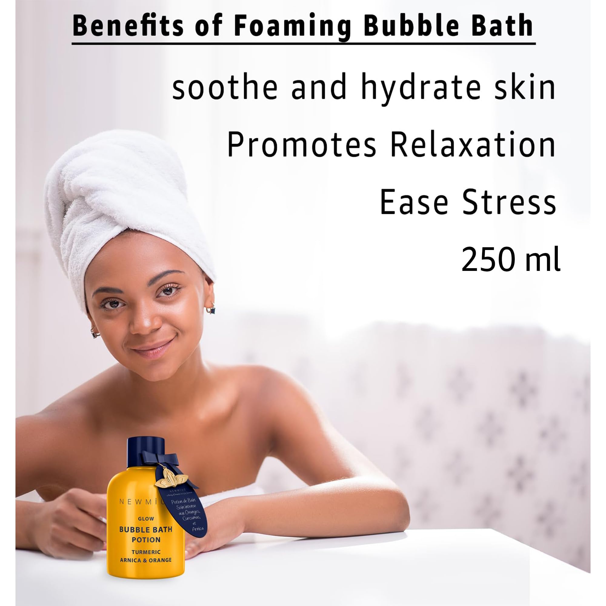 Nutritious Bubble Bath - Luxury Long Lasting Natural Bubble Foaming - Turmeric Orange Arnica Essential Oil - Skin Healing Moisturizing Relaxing & Stress Relief Self-Care Spa Gift for Christmas