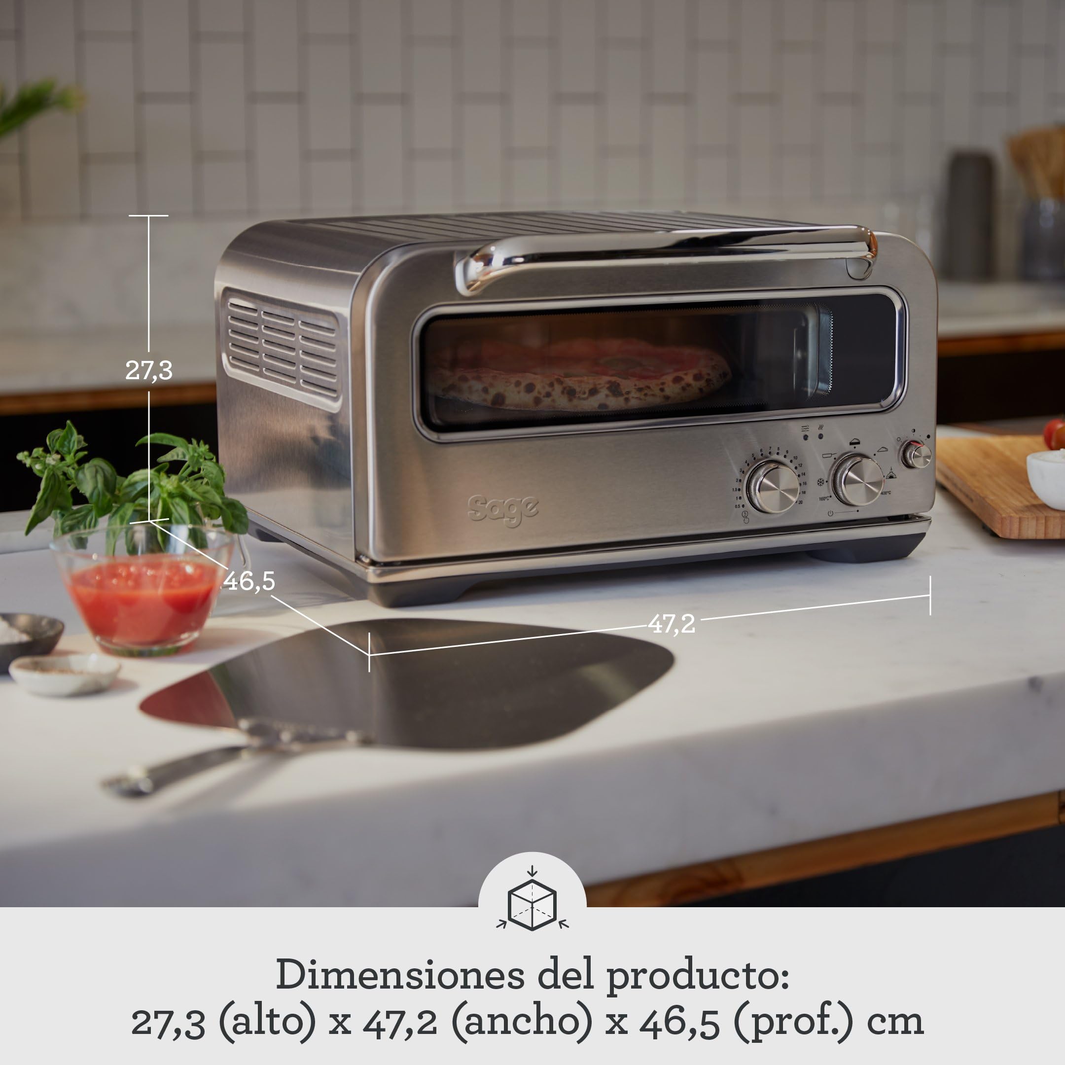 Sage Smart Oven Pizzaiolo - Horno de Pizza - Para Pizzas a la Leña, Acero Inoxidable