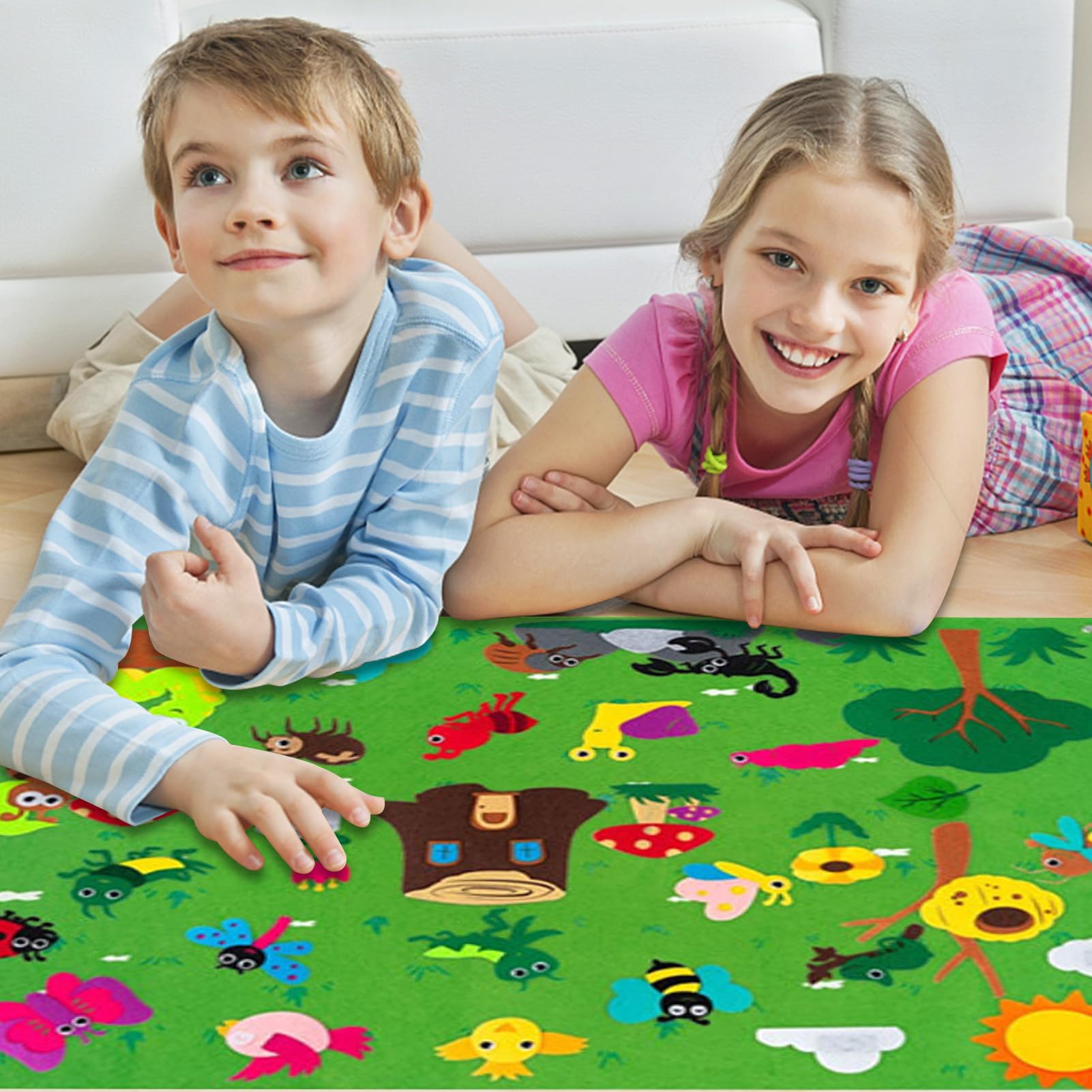 Tabla De Fieltro Para Contar Historias - Pizarra De Franela De 104x75 Cm Con Mascotas, Juguete Educativo DIY Para Niños, Ideal Para Aprender Juntos En Casa O En El Colegio