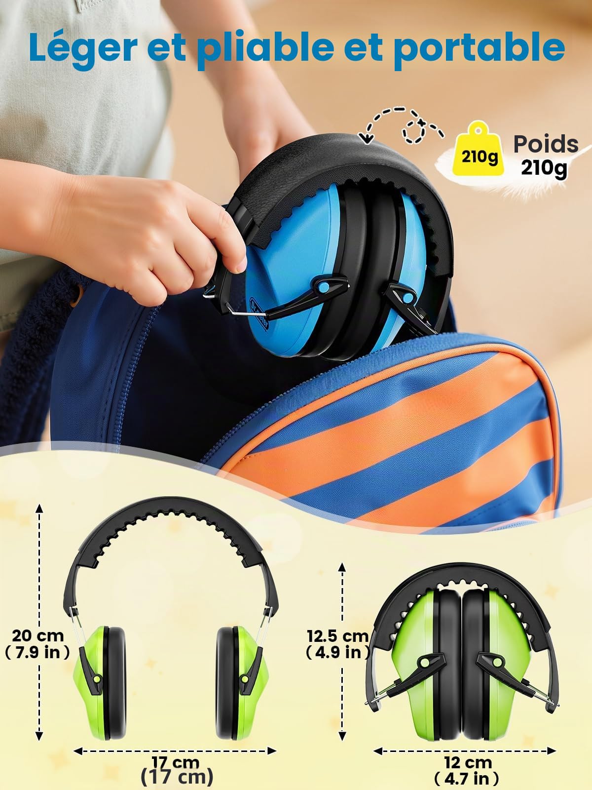 Dr.meter Protège-oreilles pour enfants, casque antibruit SNR 27,4 dB avec suppression de bruit pour enfants atteints de TSA, capteurs sensoriels, bandeau réglable, protection auditive