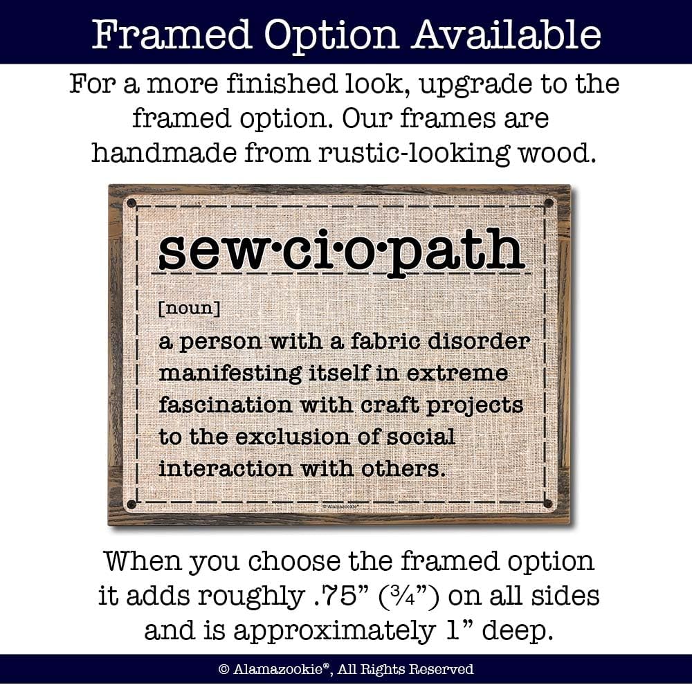 Sewciopath Definition, 11.5 x 15.5 Inch Aluminum Sign, Funny Sewing Theme Wall Decor and Gifts for Quilter, Seamstress, Tailor, Dressmaker, Fashion Schools, Teachers, Businesses 1216-RK3146