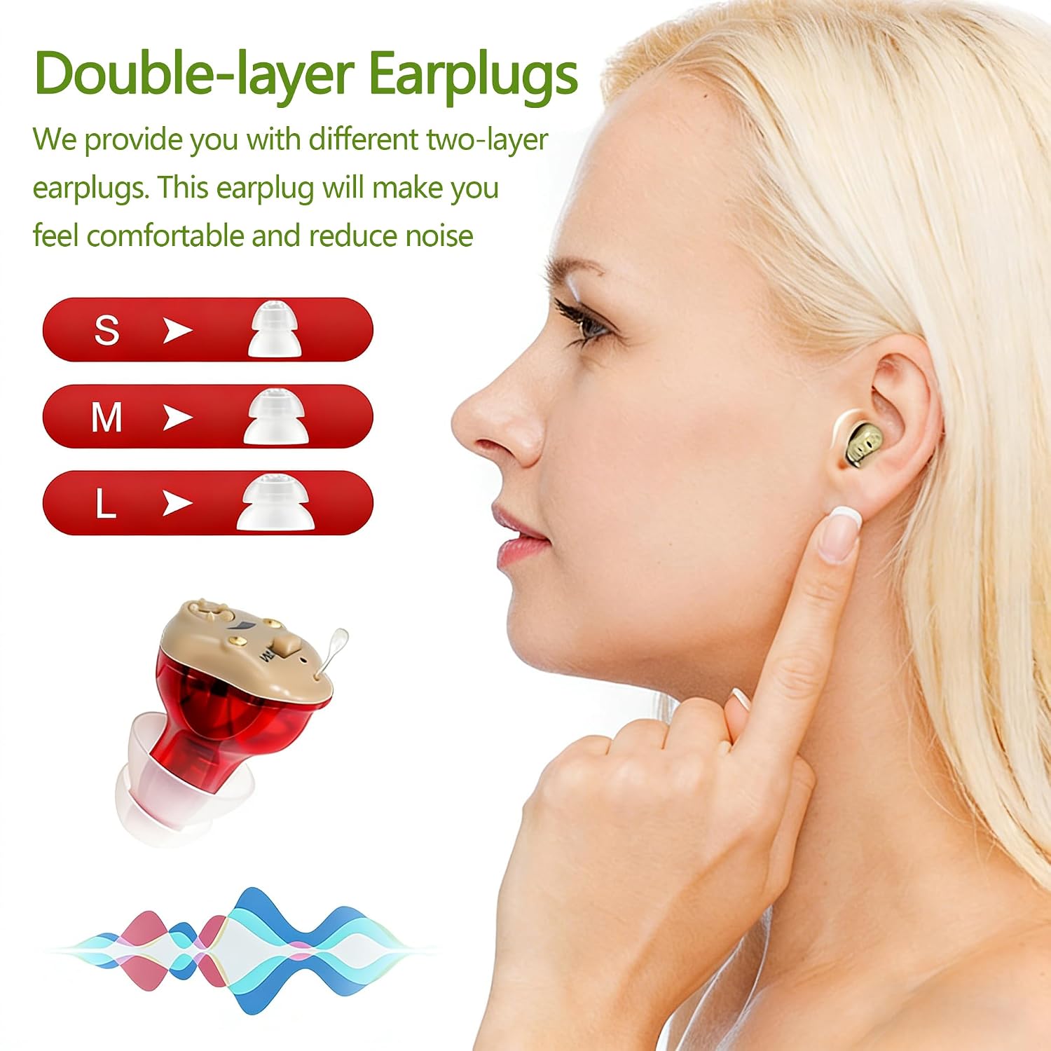 In-Ear Hearing Amplifiers Rechargeable Dual-Channel with Compact and Invisible Design, Portable Type-C Charging Case, Adjustable Volume, and Extended Battery Life up to 36 Hours (910C)