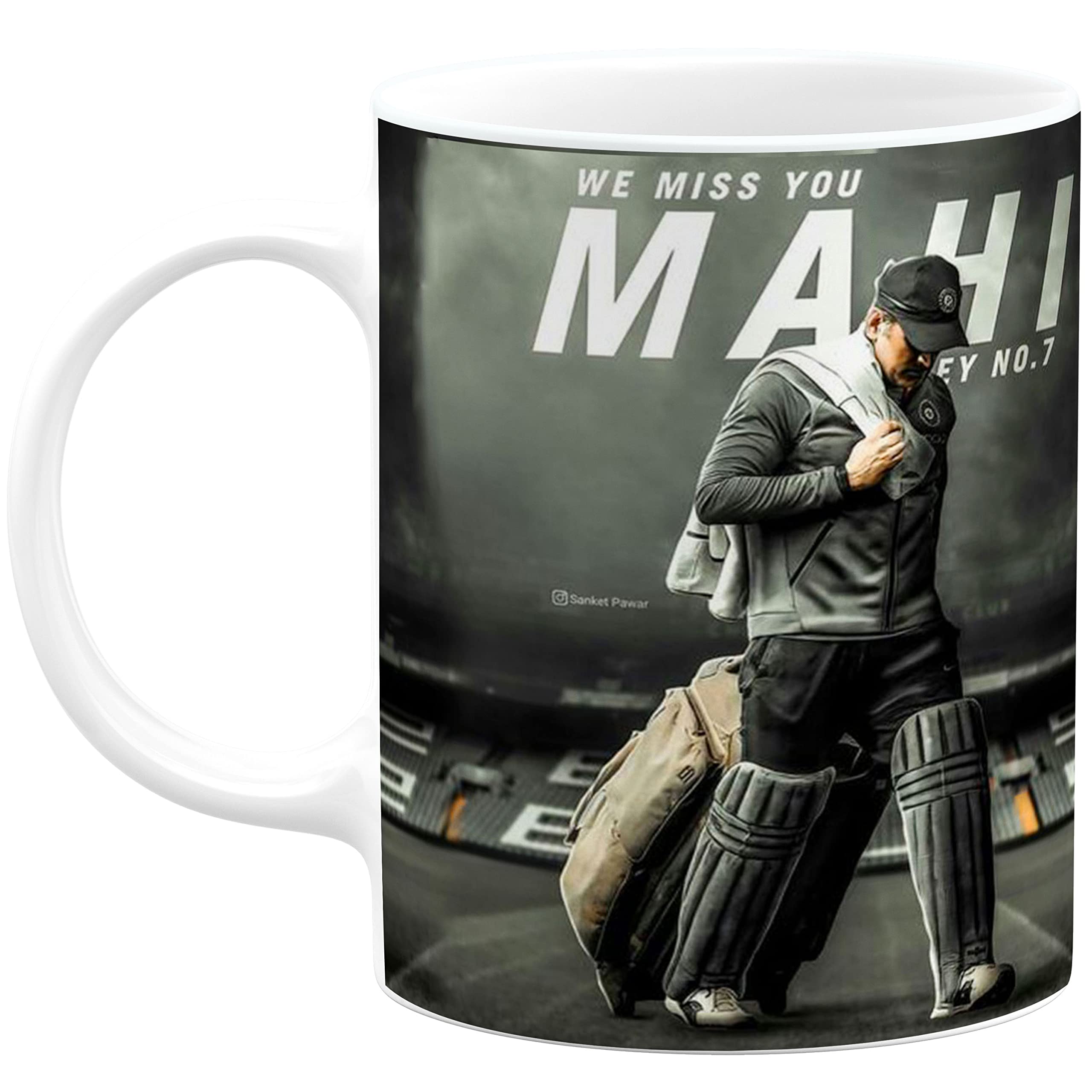 PrintingZone Ms Dhoni Mug Captain Cool Mahi CSK Chenai Super King Printed White Ceramic Coffee Mug for Brother Friends Gift 350 ml (JK) Pack of 1