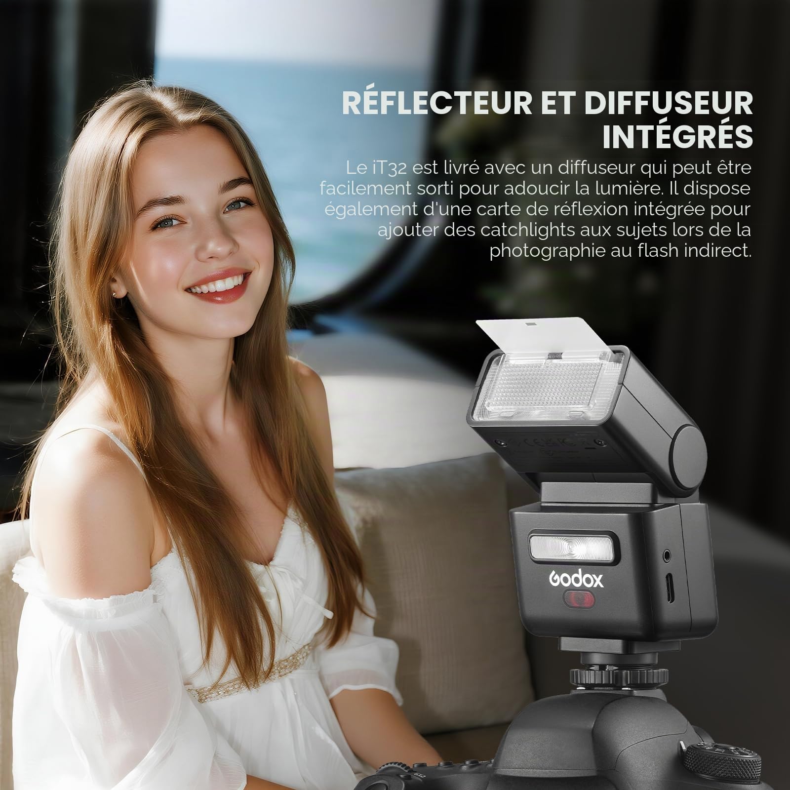 Godox iT32 TTL Flash avec Godox X5C Déclencheur pour Appareil Photo Canon, 2,4G HSS 1/8000s Flash, 510 Eclairs à Pleine Puissance, Écran Tactile, Récepteur et Diffuseur Intégré, Griffe Magnétique
