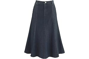 CATALOG CLASSICS Womens Long Denim Skirt Blue Jean Skirts for Women Midi Skirt