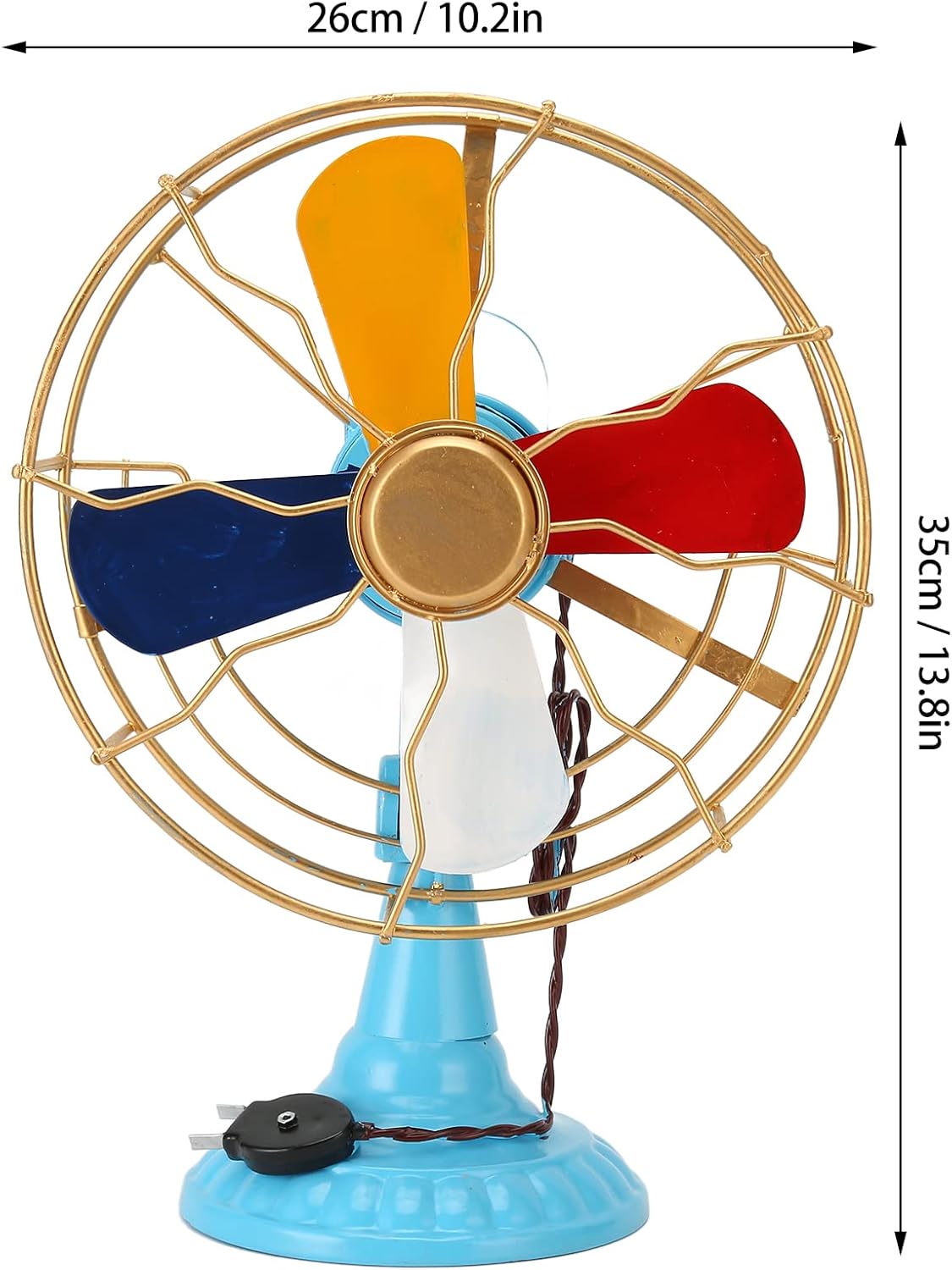 Vintage Table Fan, Classic Retro Style Metal Desk Fan with Rotatable Blades and Vibrant Colors, for Home Office Garden Patio Decor