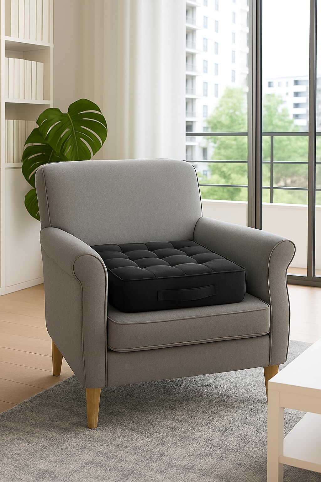 JOROBA Booster Cushion for ArmChairs – Seat Riser Extra Height Dining Chair Cushion - Joint Support for Elderly – Post-Operative and Pregnancy Comfort Seat Pad for Home & Office (Charcoal)