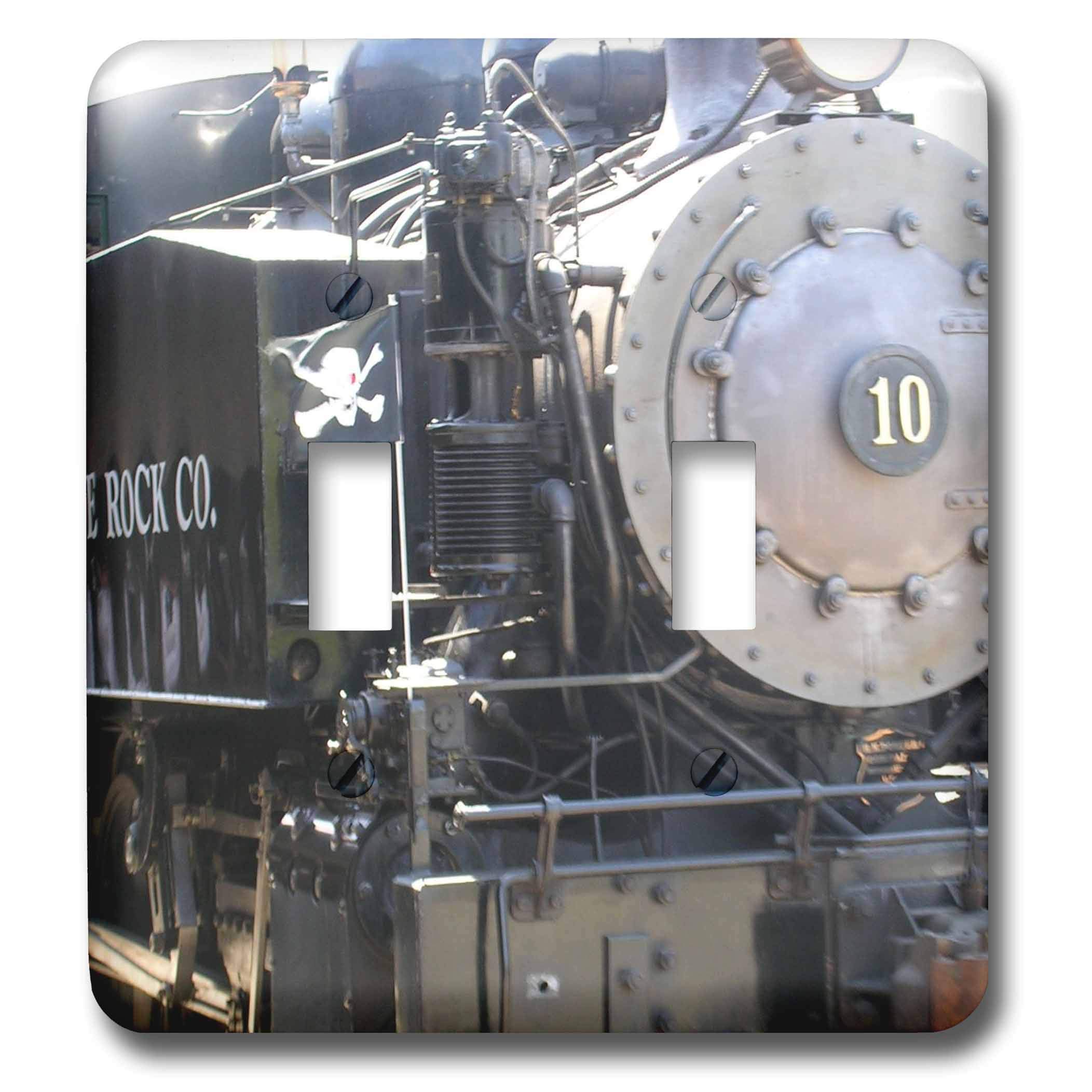 Interruptor doble de palanca decorativo 3dRose con grabado de tren antiguo