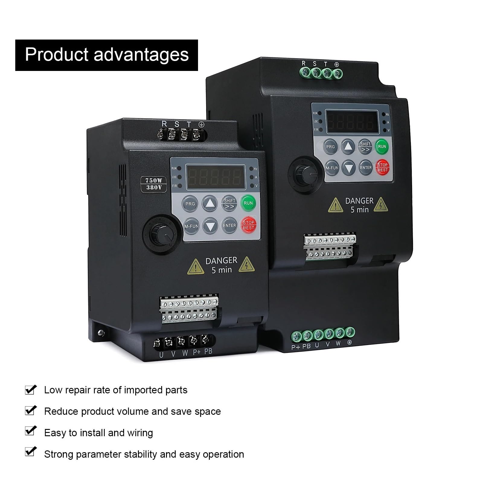 Konwerter częstotliwości, 220 V 380 V 0,75/1,5/2,2/4/5,5 kW do napędu o zmiennej częstotliwości, 3-fazowego regulatora prędkości, falownika, silnika VFD, falownika(Panel and cable)