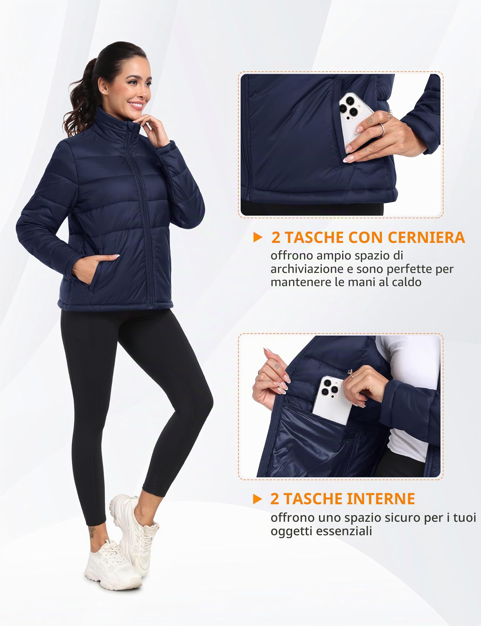 MoFiz Giacca termica da donna, con cappuccio, leggera, ibrida, da escursionismo, termica, calda, con cerniera completa, per l'inverno, l'autunno, la corsa