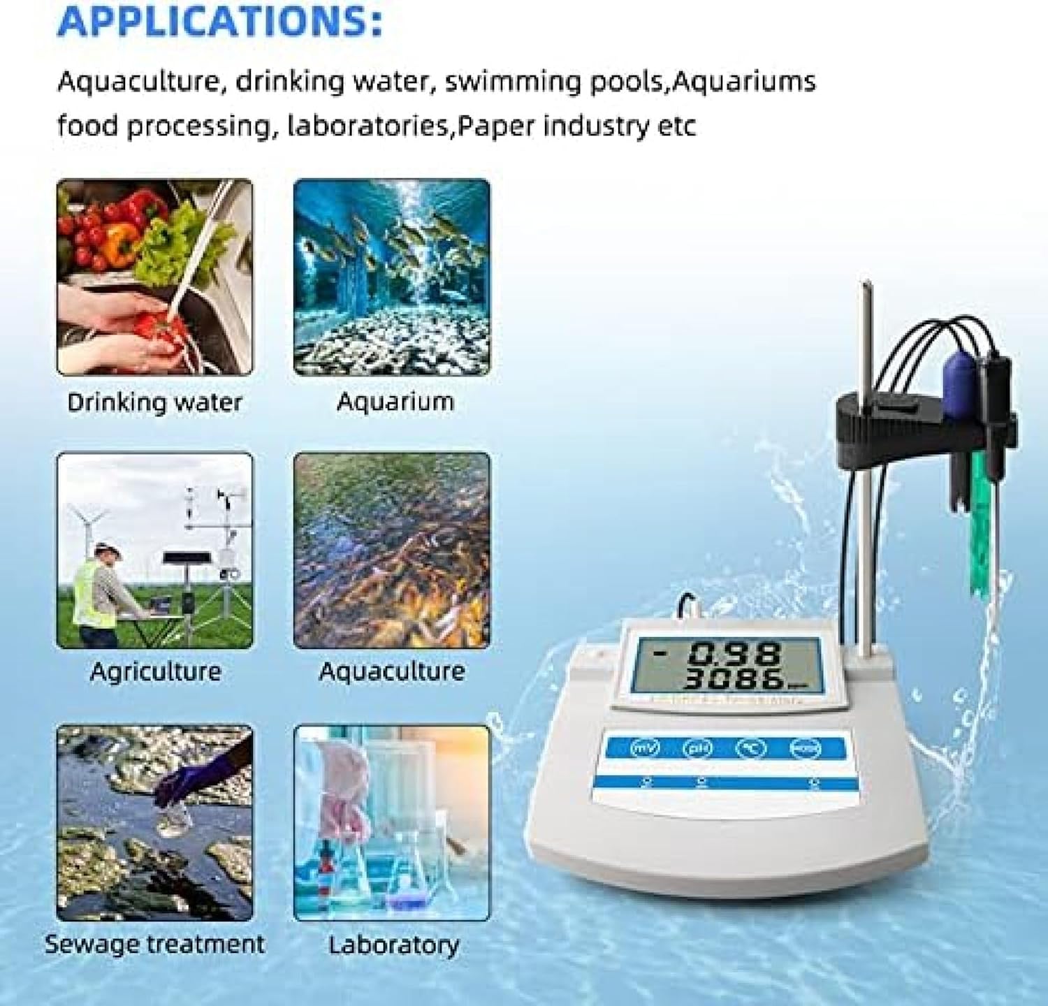 Water Quality Tester, Professional-Grade Temperature Monitor, Suitable for Testing Water Quality in Swimming Pools and Aquariums