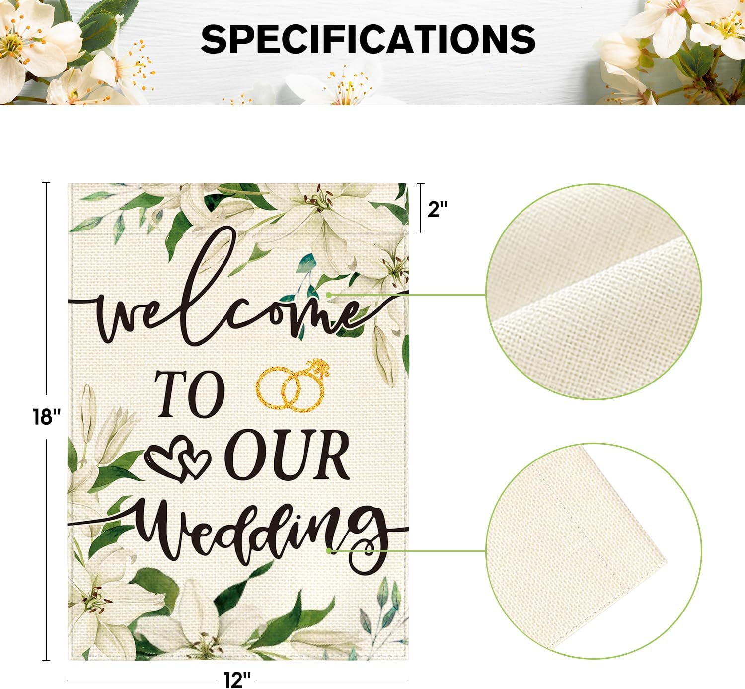 AVOIN colorlife Floral Wedding Ceremony Garden Flag 12x18 Inch Double Sided Outside, Marriage Welcome Romantic Yard Outdoor Decoration - Image 5