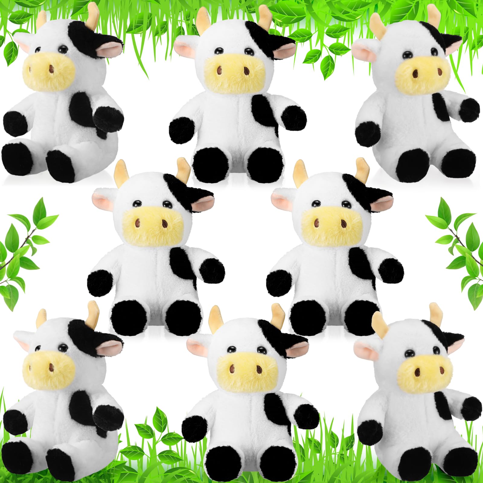 Wettarn 8 Pcs Cow Stuffed Animal 9. 4'' Cow Plush Toys Party Favors Decorations for Girls Boys