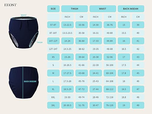 Miniatura 6 de EEOST Pañales de natación reutilizables para jóvenes, para incontinencia, impermeables, a prueba de fugas, unisex (8-10T, negro)