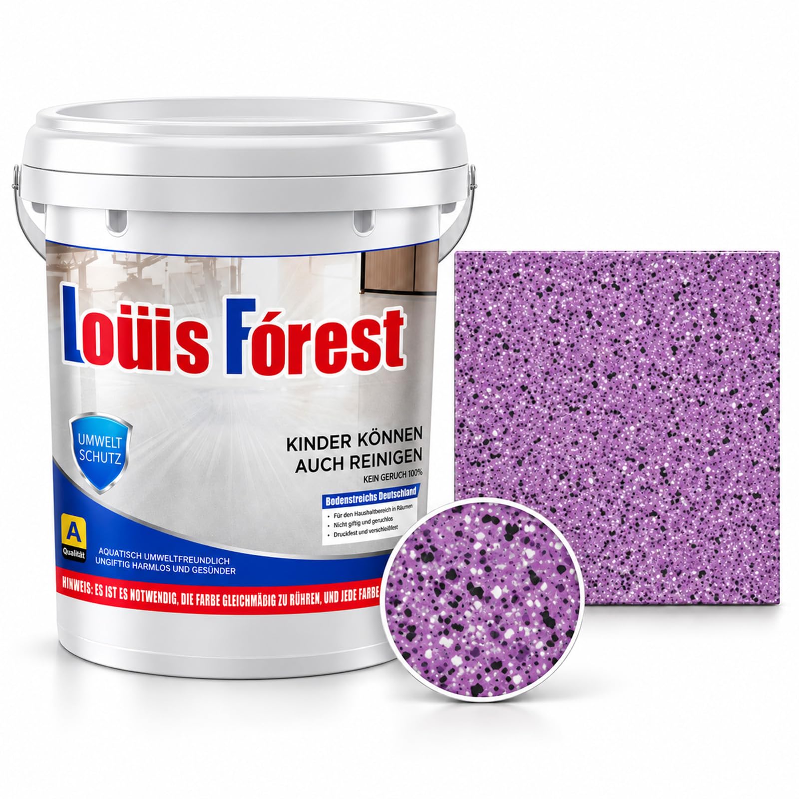 Chictrend Epoxy Floor Paint, Self Leveling Colored Sand Floor Coating, High Gloss Decorative Concrete Floor Paint for Garage, Basement, Workshop and Patio (Purple,5kg)