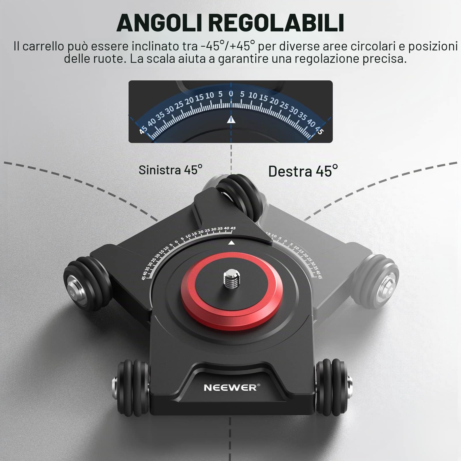 NEEWER Fotocamera Slider Dolly con testa a sfera e morsetto telefonico, 4 ruote tavolo Dolly con panoramica a 360°, compatibile con fotocamera mirrorless mini videocamere GoPro iPhone e telefoni