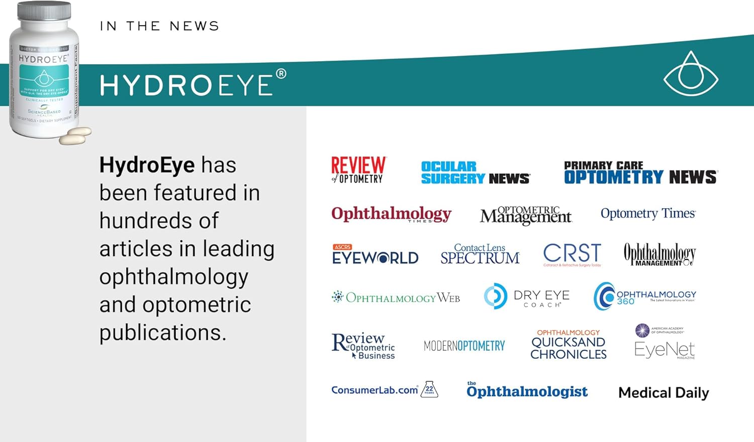 ScienceBased Health HydroEye Dry Eye Supplement – Clinically Tested Formula with GLA & Omega-3 – Supports a Healthy Tear Film for Lasting Eye Comfort – 120 Softgels - Image 5