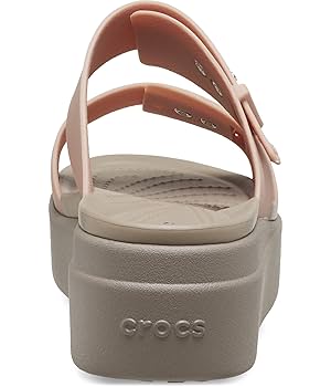 asyo☆ Crocs 207431-6RL-W8 Brooklyn Buckle LowWdg PaB Pale Blush