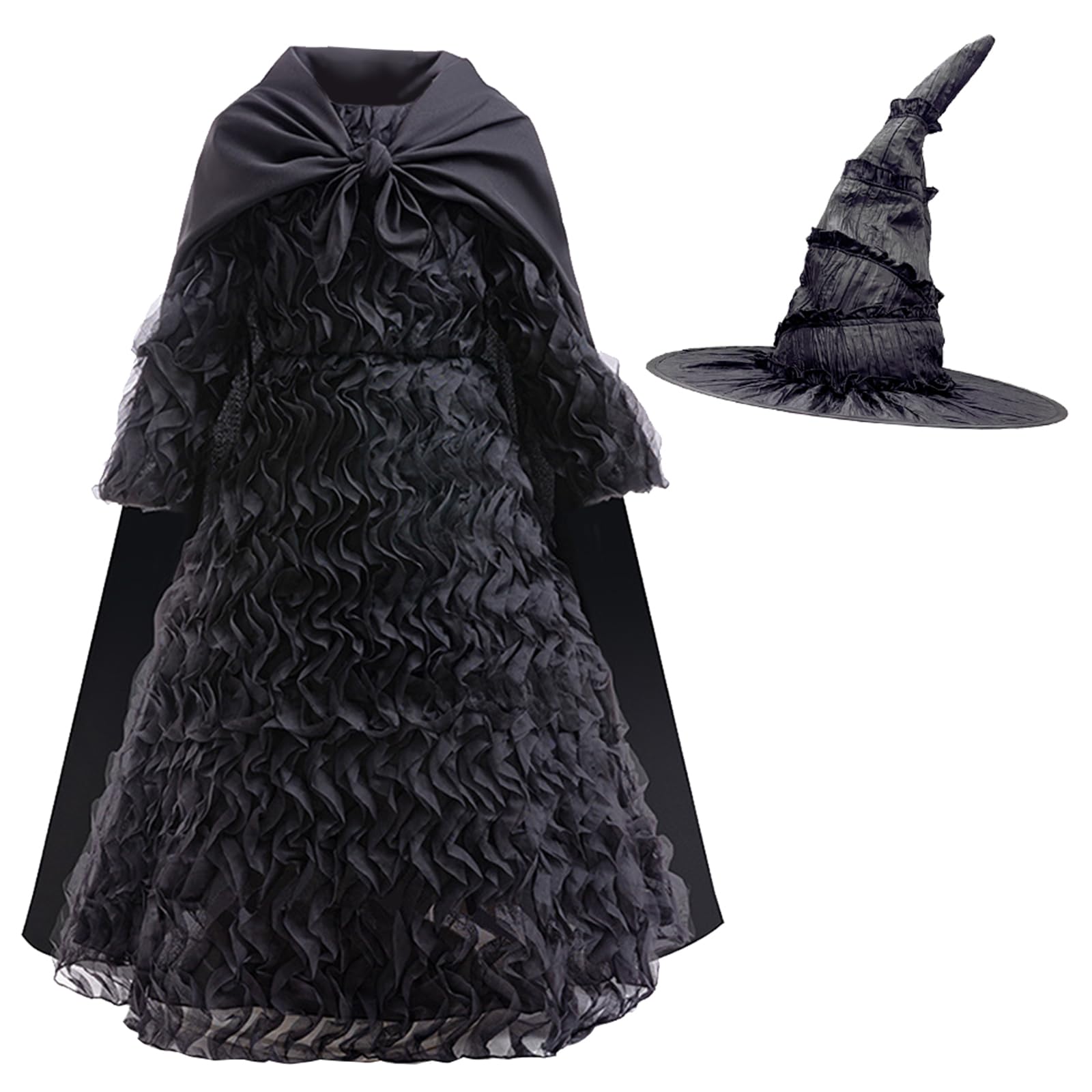 Mukola Kids 2024 Music Movie Costume Girls Elphaba Cosplay Dress with Cape Hat Movie Fan Birthday Xmas Gift