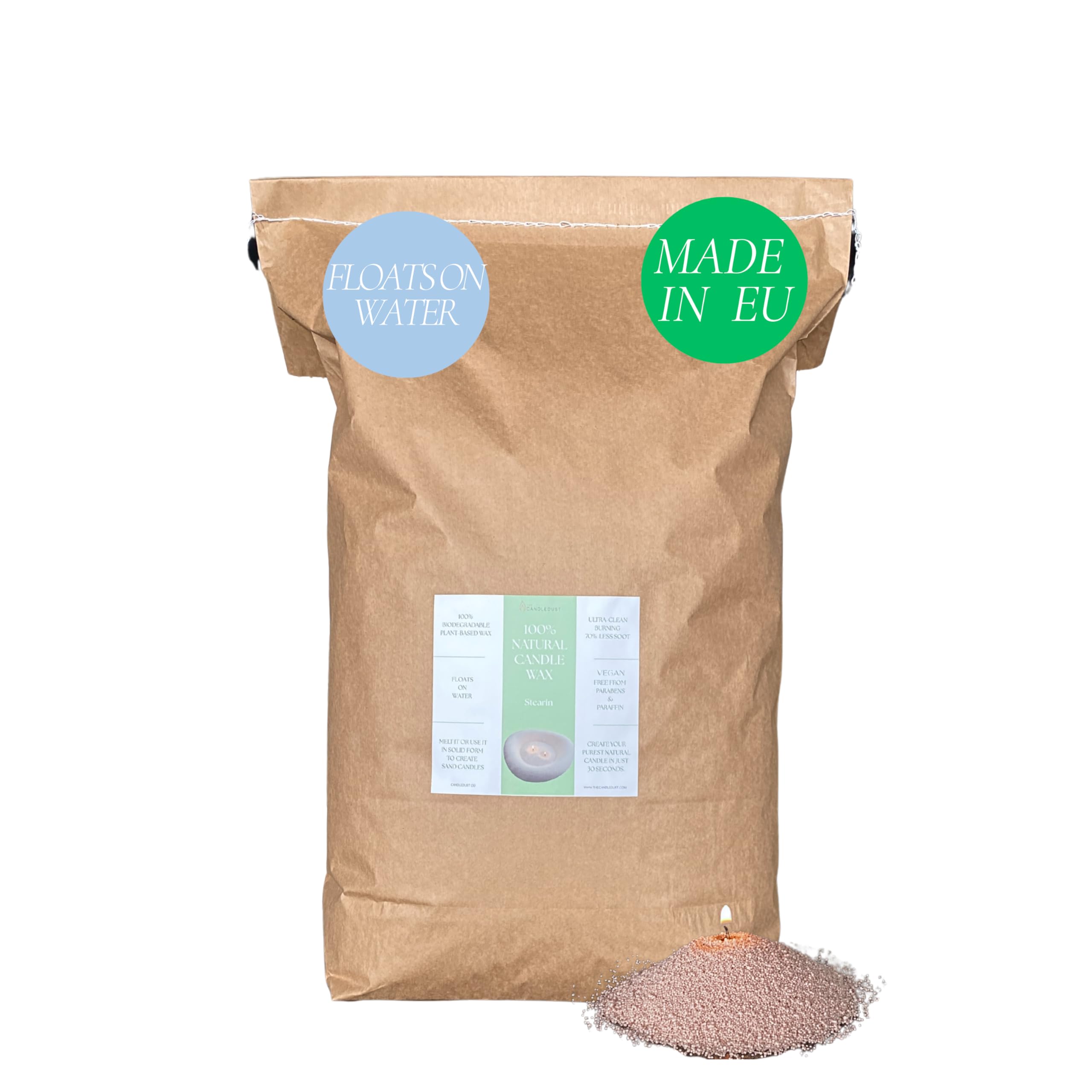 The Candledust 10KG Kerzensand mit Dochten, Nude Fabre | 2500 Stunden Brenndauer, Pflanzenwachs Für Selbstgemachte Kerzen Mit 100 Dochten | Duftneutral, Langanhaltende Brenndauer Für Hochzeiten & DIY