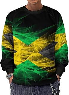 Magic Jamaica Flag Men's Crewneck Sweatshirt Long Sleeve Casual Pullover Sweater T-shirt Lightweight Tops