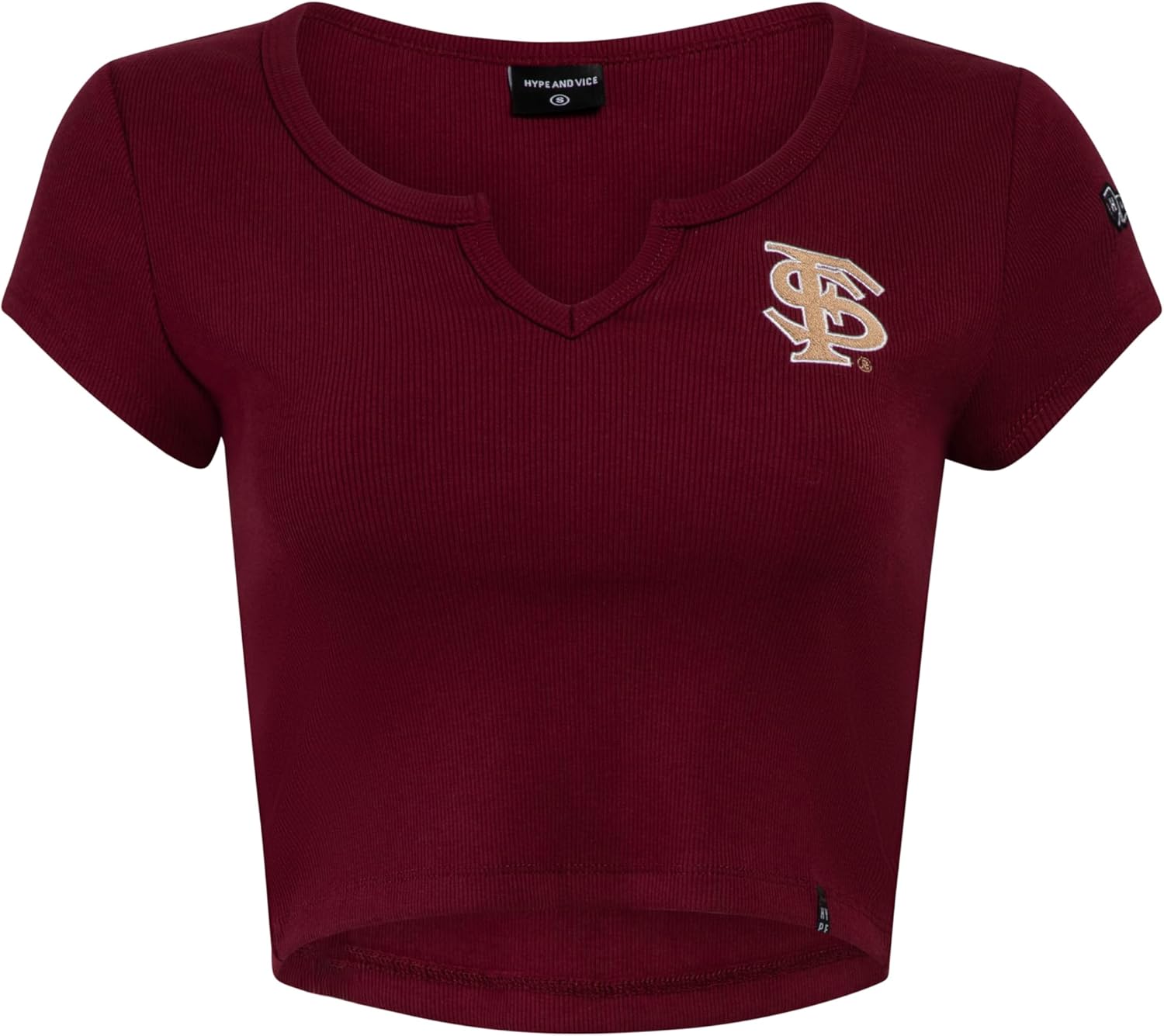 HYPE AND VICE Women's Cali Cropped Tee – University-Themed Collegiate Fitted Crop Top Baby Tee for Tailgate & Game Day
