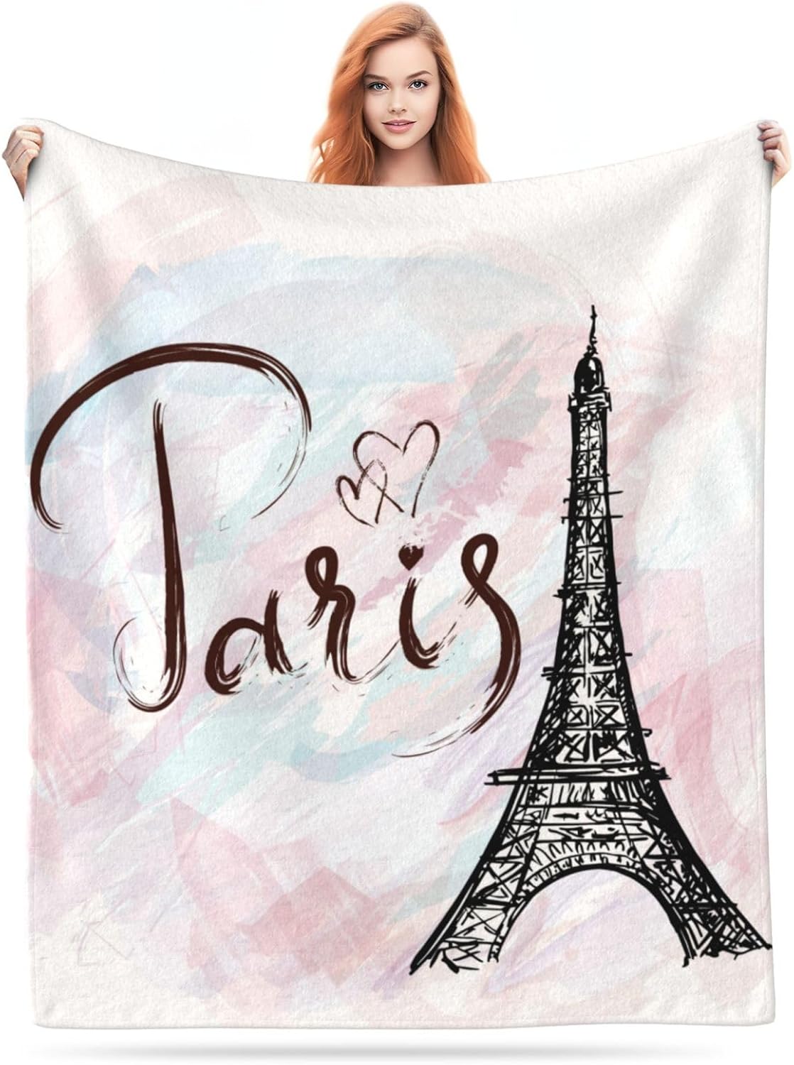 Paris Eiffel Tower Pattern Blanket, Soft Blankets Flannel Bed Throw Cozy Lightweight Plush Gifts for Women Girls Sofa Couch Bedroom Living Rooms Warm All Season, Home Decor, Small 50"x40" - Image 8