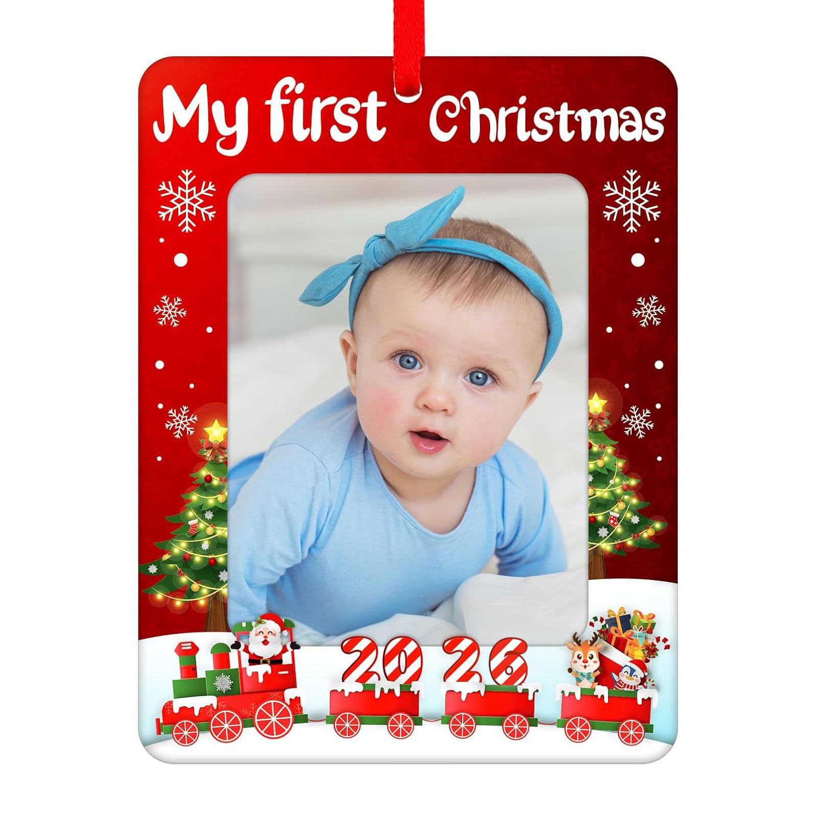 PETCEE 2026 Baby's First Christmas Ornament - Baby Picture Frame Ornament