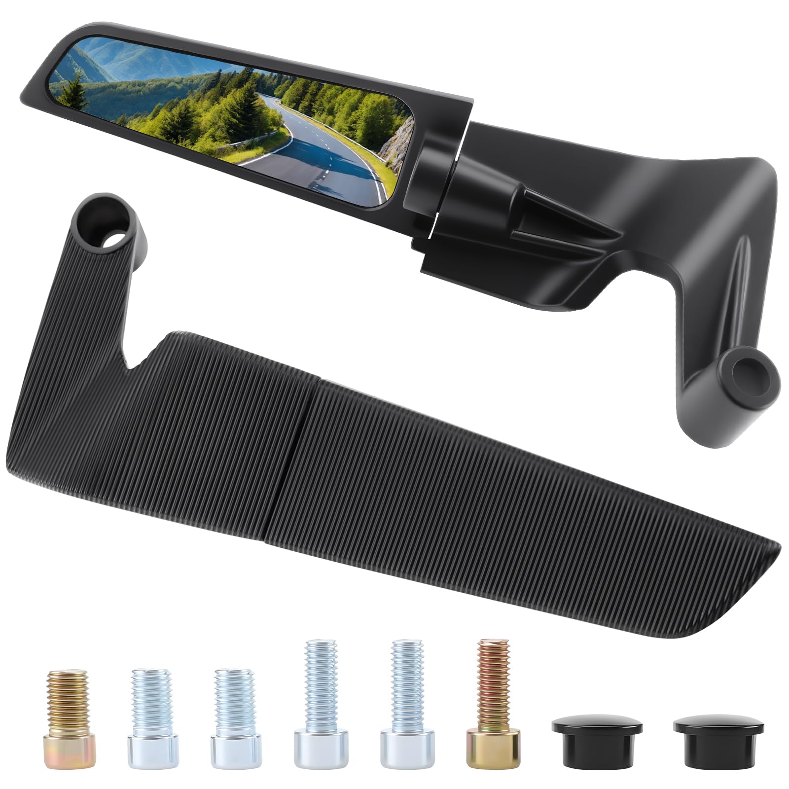 1 Paio Specchietti Moto Universali Specchietto Retrovisore Specchietto retrovisore Esterno di Ricambio a Forma di Ala da 10 mm/8 mm Filettatura, Specchietto Laterale i per Moto, Regolabile
