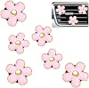 Clips de flor margarita para ventilación de auto Frienda, rosa, 3/3.3 cm | Accesorios lindos y estéticos para tablero, clip para ventilaciones de AC, decoración floral para estilo interior de vehículo 1