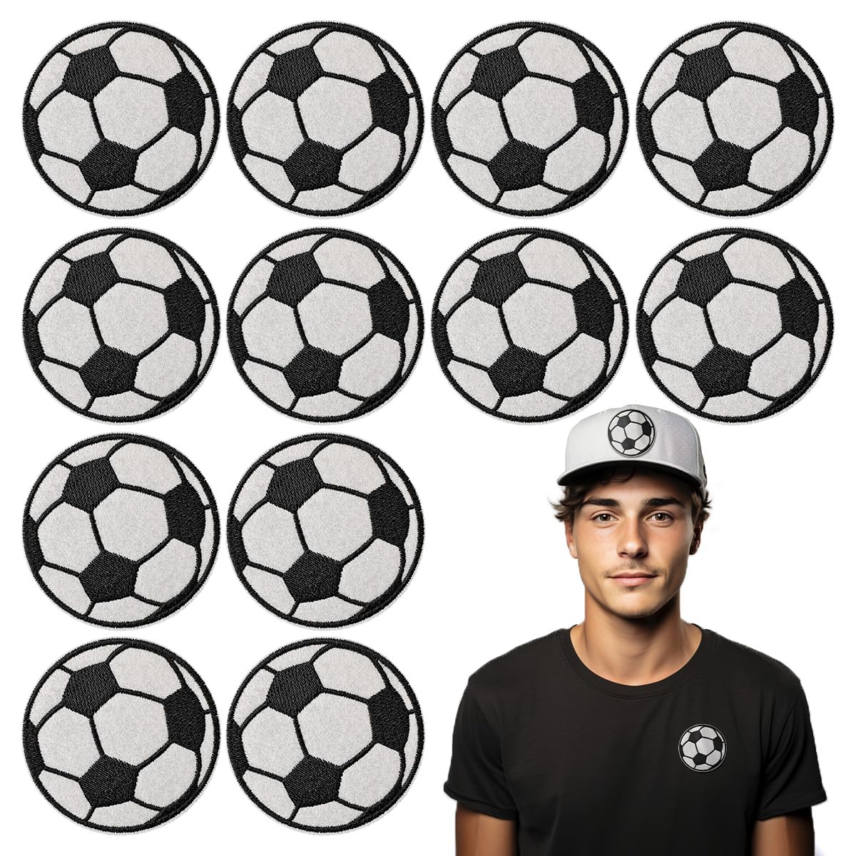 Heiorpai 6 Toppe Ricamate Calciatore | Termoadesive O Da Cucire | Dimensioni 5-8 Cm Per Abbigliamento E Borse