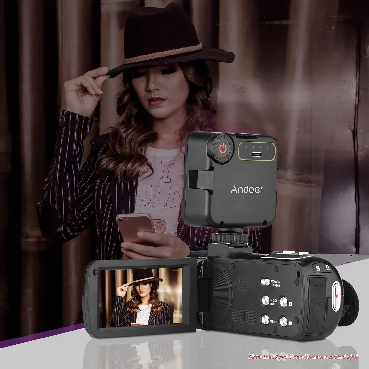 Andoer Andoer IR49S Mini IR Nachtsichtlicht Infrarot-Fotolicht für Videokamera Camcorder Eingebauter Akku mit 3 Kaltschuhhalterungen für Vlog-Videoaufnahmen