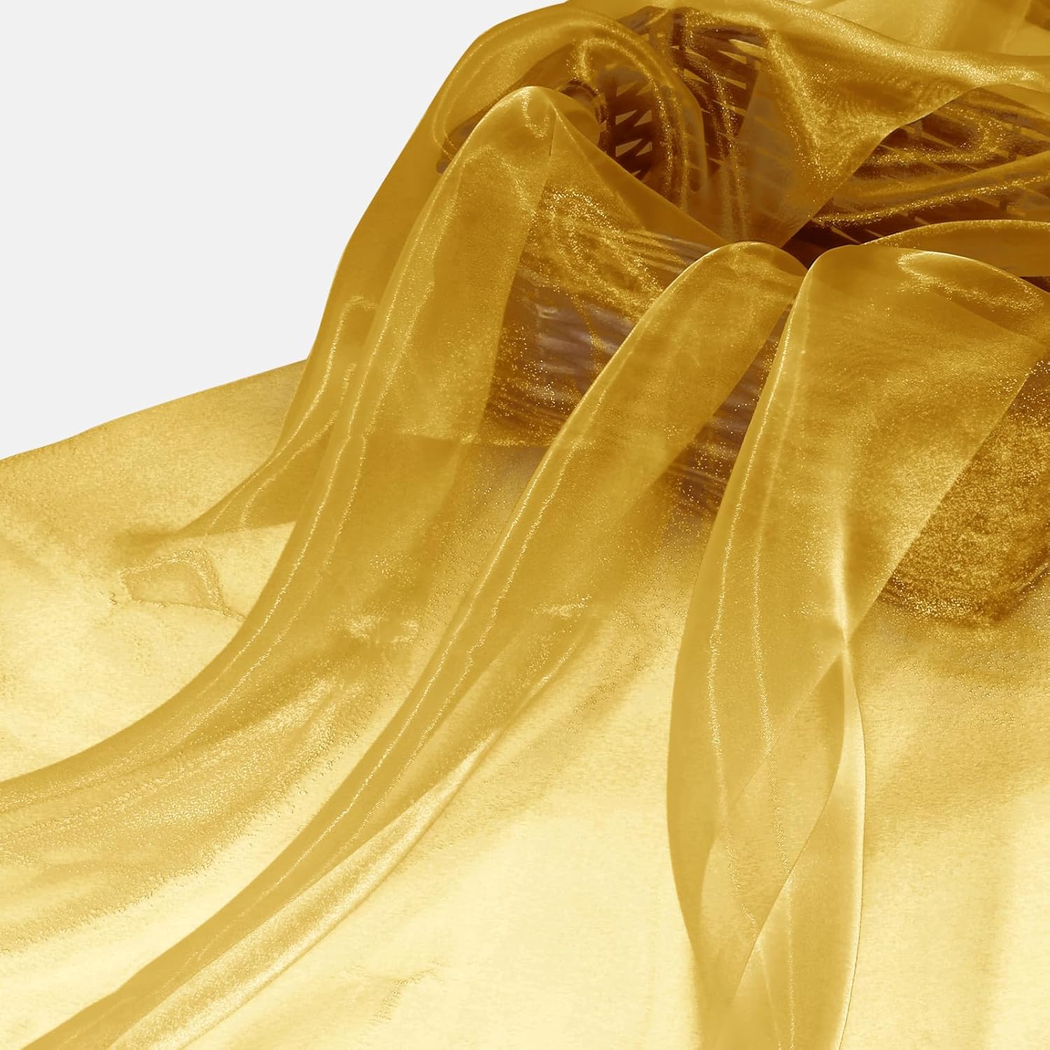 Manyshofu Gold Organza Fabric by The Yard - 60 Inch Wide, 10 Yard Soft Sheer Fabric Silky Organza Tulle Fabrics Chiffon Fabrics for DIY Wedding Dress Bridal Decorations Fashion Craft