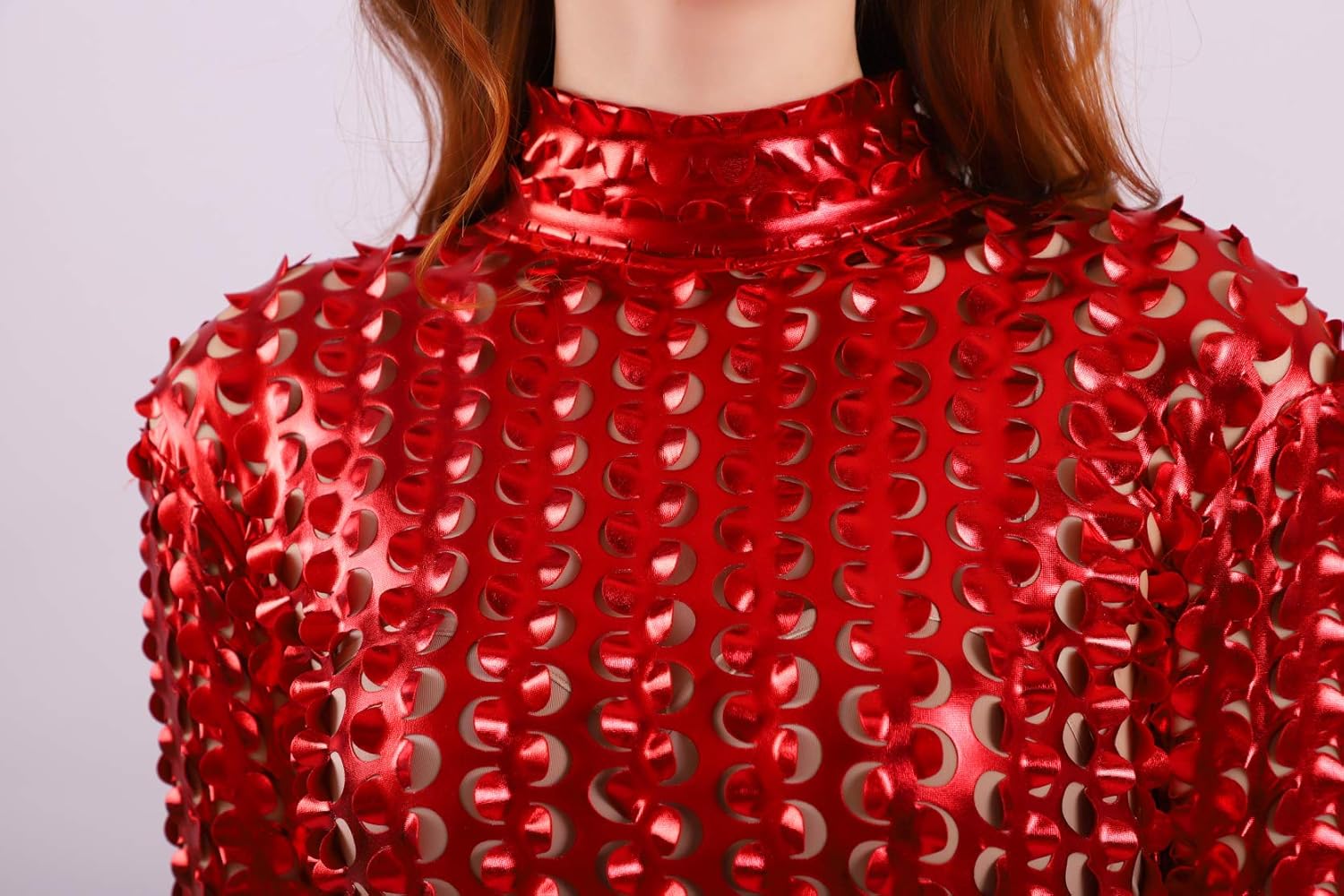 Seeksmile Unisex Hollow-Carved Shiny Dancewear Catsuit Bodysuit - Image 8