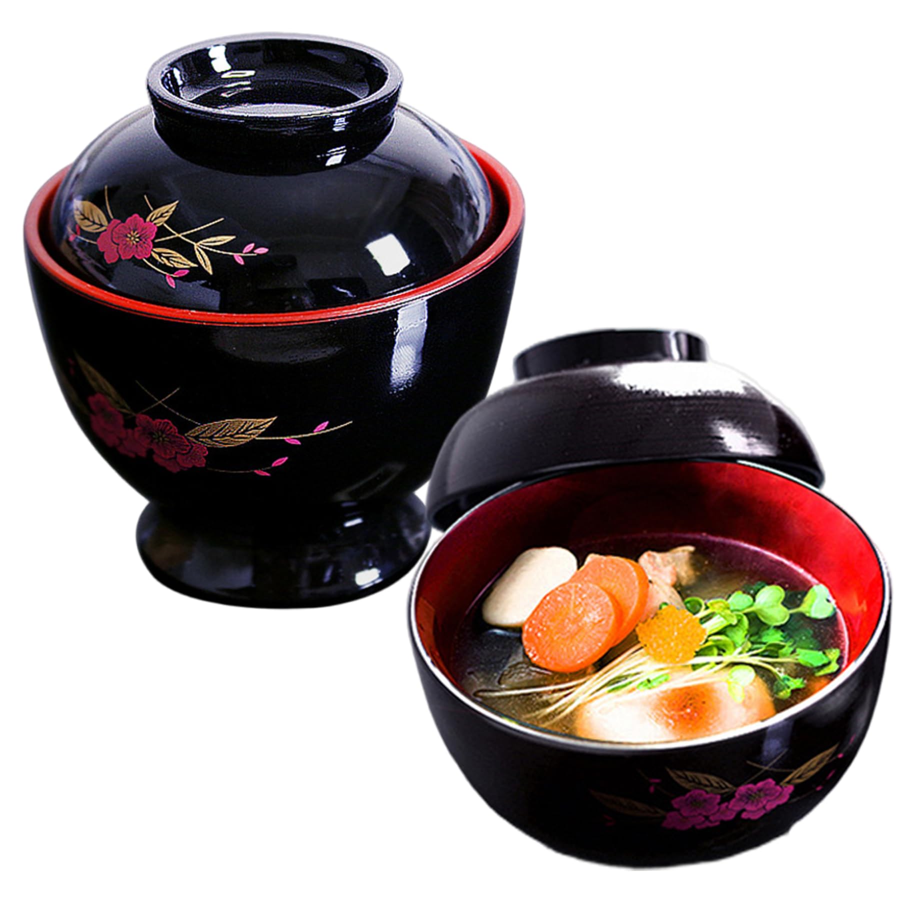 2 ciotole per zuppa di miso 2 ciotole giapponesi in plastica con coperchio per zuppa di miso da cucina coreana da 3, 7x3, 7 pollici