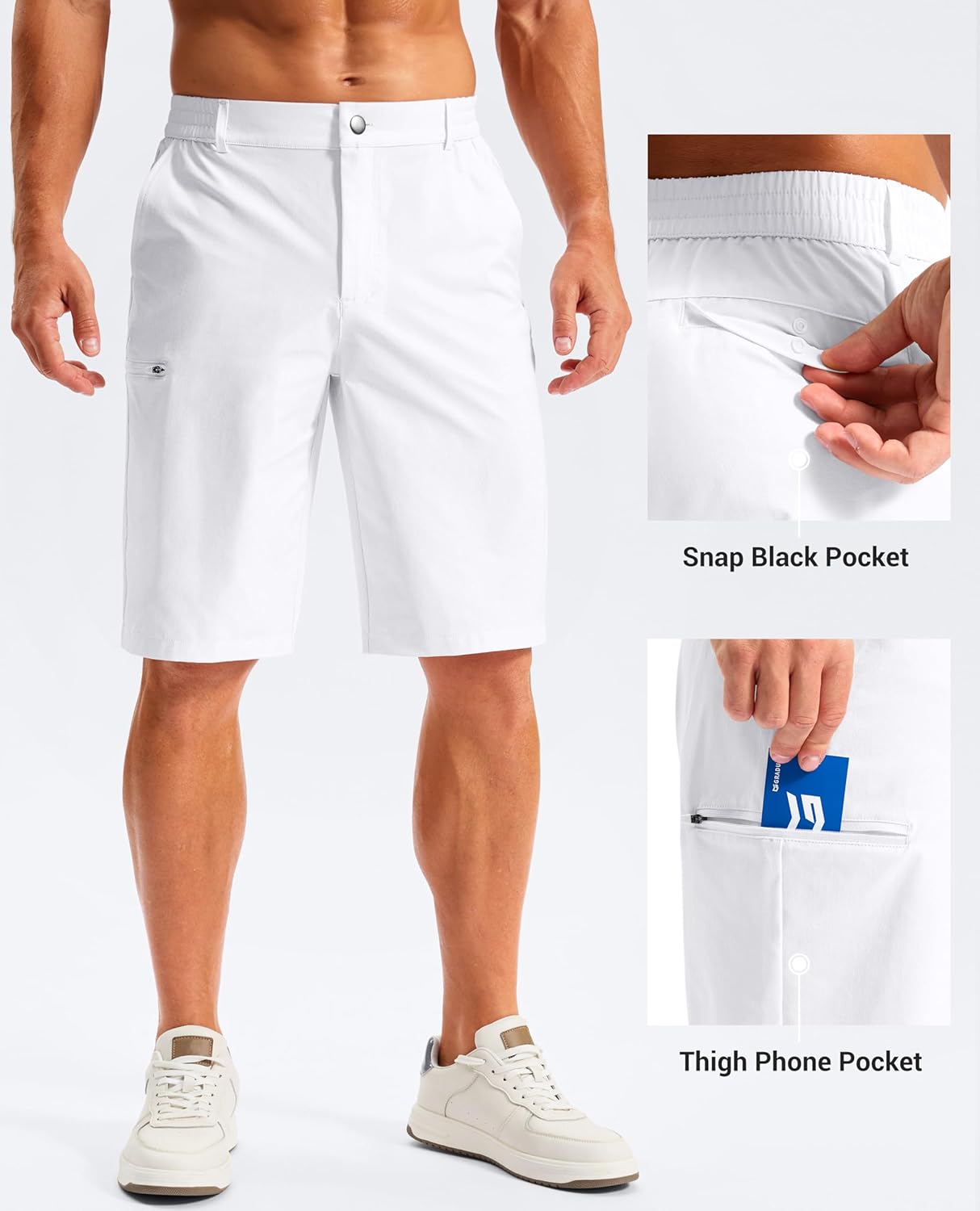 G Gradual Men's Golf Shorts 11" Long with 4 Pockets Lightweight Knee Length Elastic Waist Quick Dry Casual Dress Work Shorts - Image 4