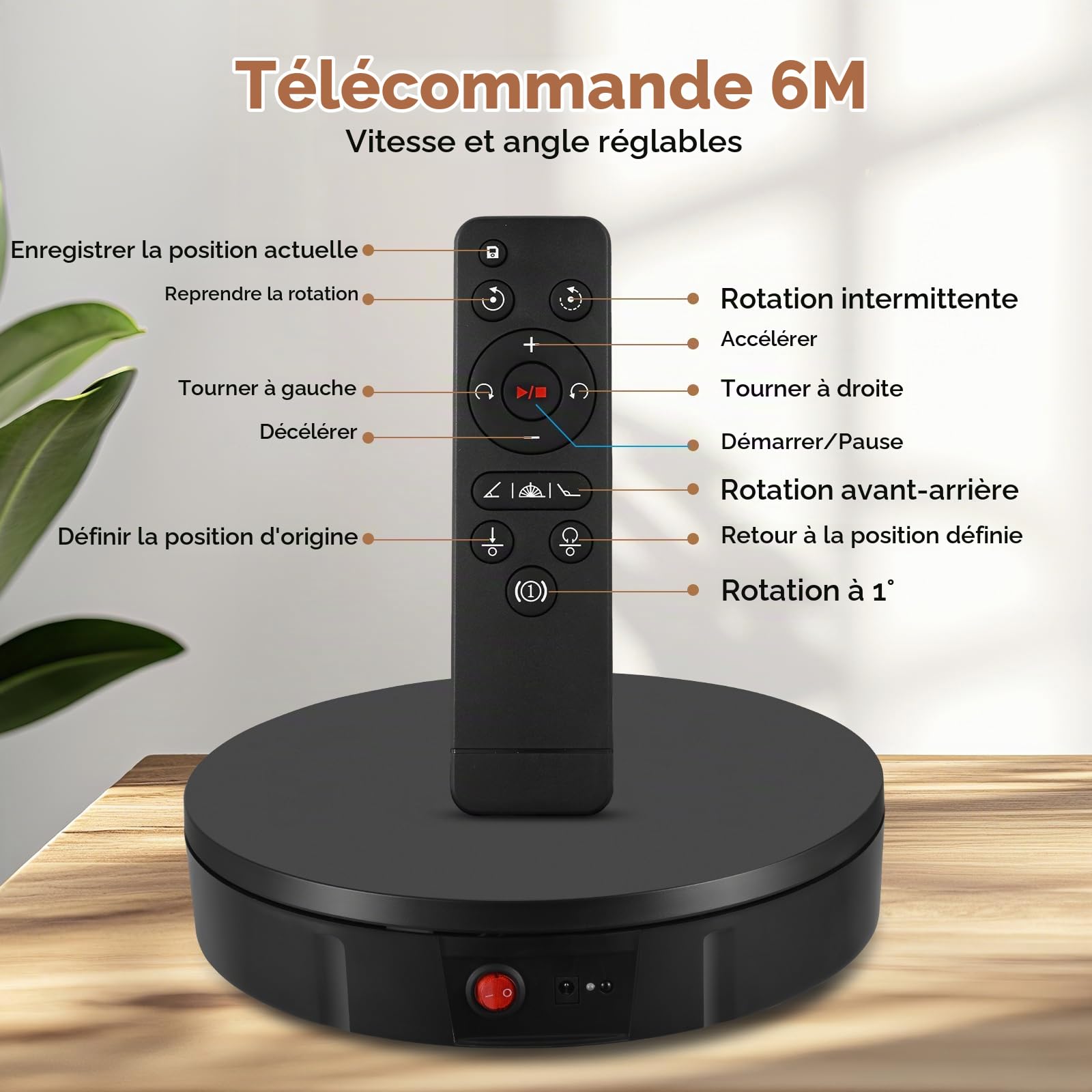 Plateau Tournant Electrique, 30CM 100KG Rechargeable Plateau Tournant, Direction et Vitesse Réglables à 360° Présentoir Rotatif pour la Prise de Photos/L'affichage de Marchandises(Noir)