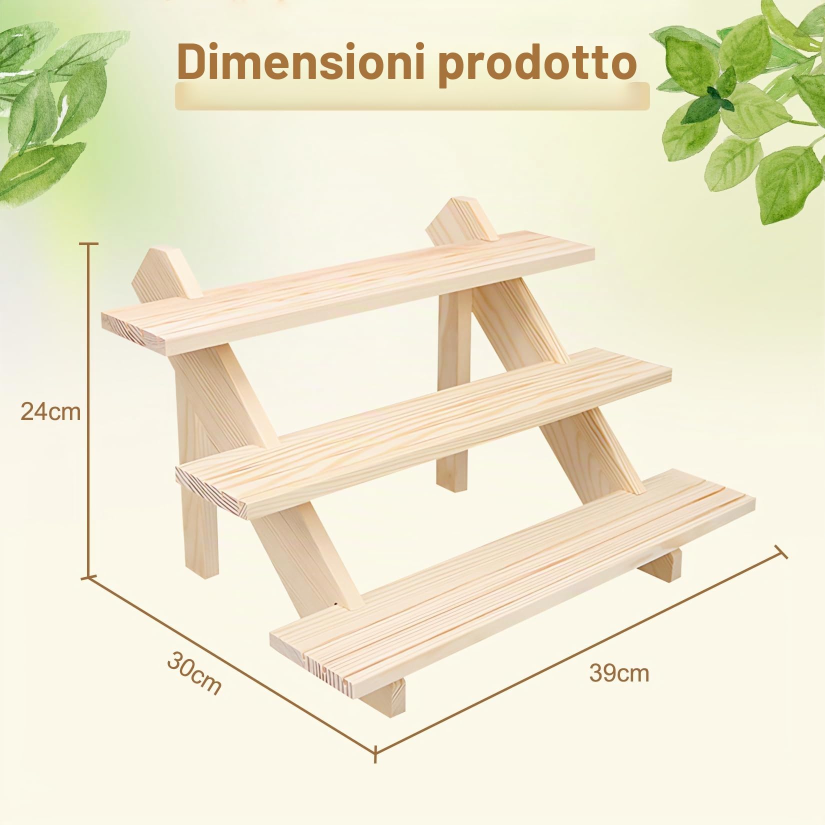 Espositore a 3 Livelli in Legno per Orecchini e Anelli, Espositore a Soffietto con Scanalatura, Rimovibile, Supporto per Gioielli per Profumi, Figure, Cosmetici, Collezionismo, Cupcake