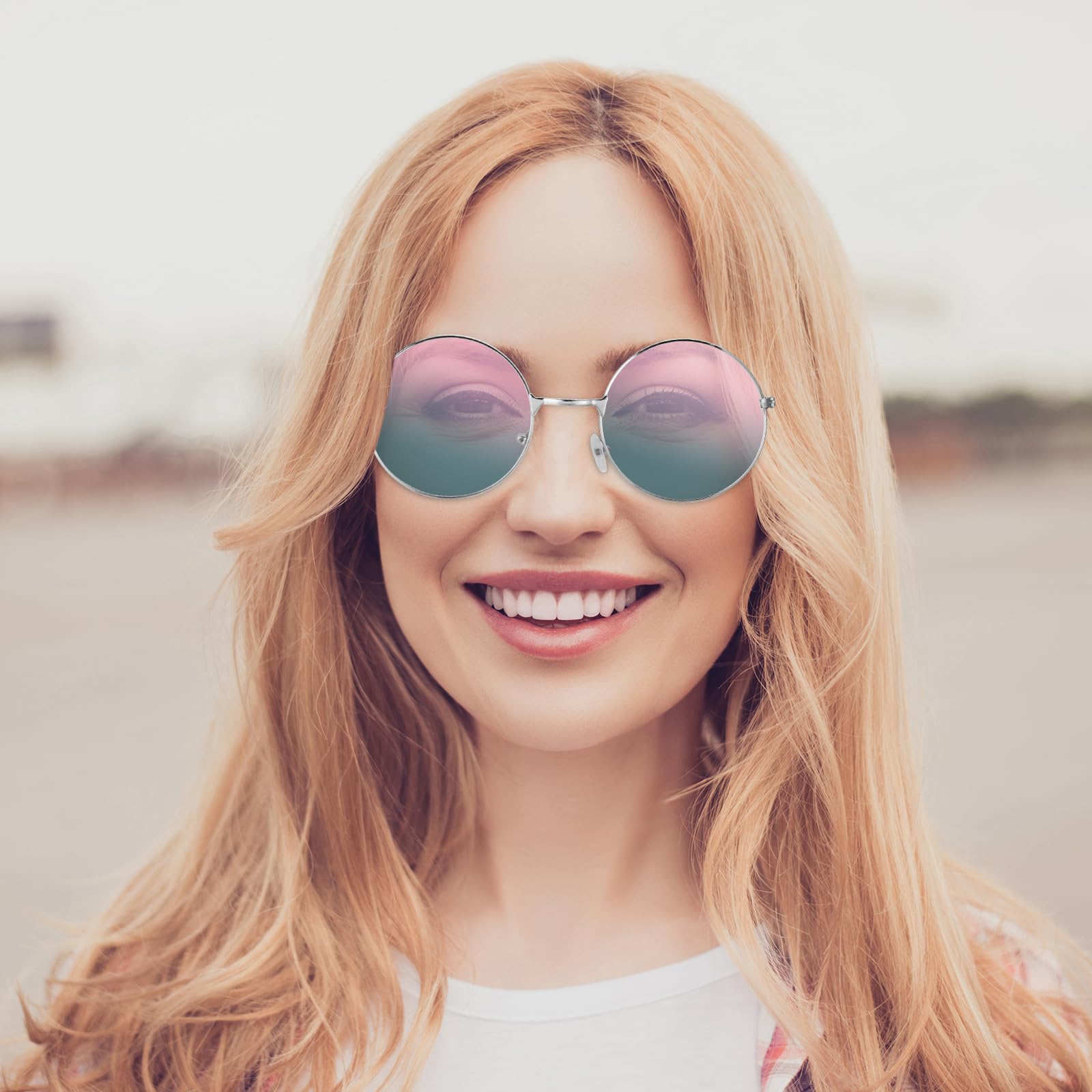 Kanayu Paquete de 50 pares de lentes de sol redondos hippie, lentes de colores circulares, estilo retro de los años 60 y 70, para mujeres y hombres