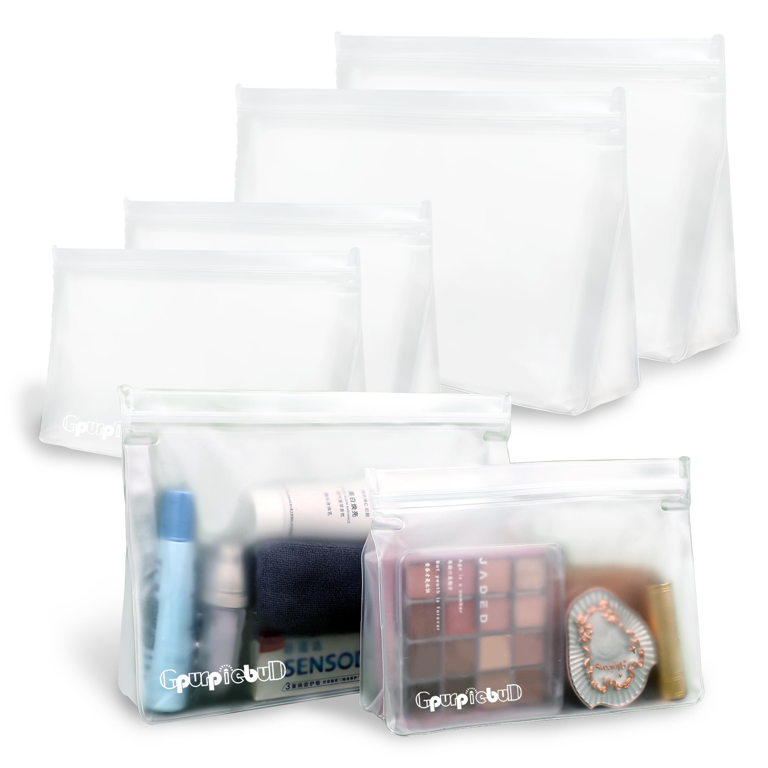 Clear Toiletry Bags, PEVA Material Leakproof TSA Approved Quart Size Zipper Bags (3, 3 x 9.8in & 3 x 7.9in)