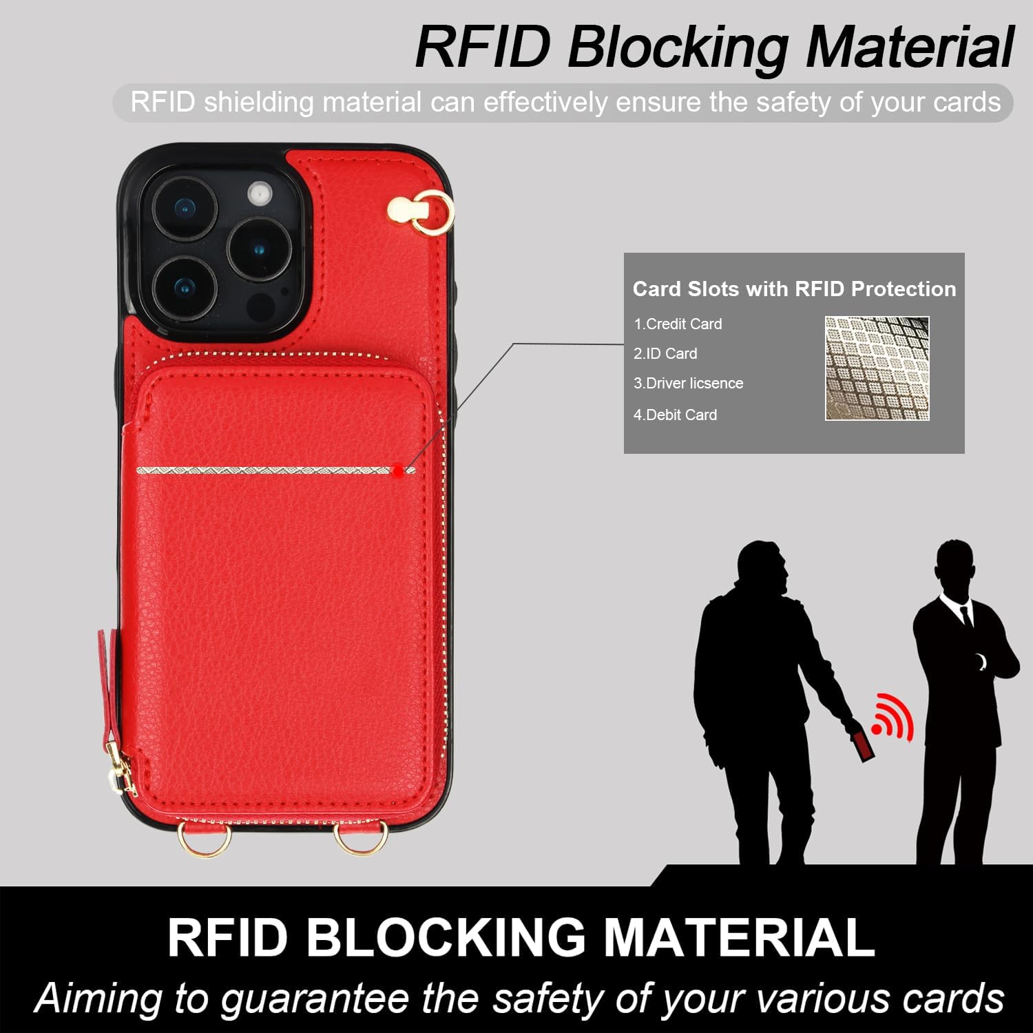 Bocasal A Multi Slots Crossbody Wallet Case for iPhone 16 Pro Max + A Slim Leather Case for AirPods Pro