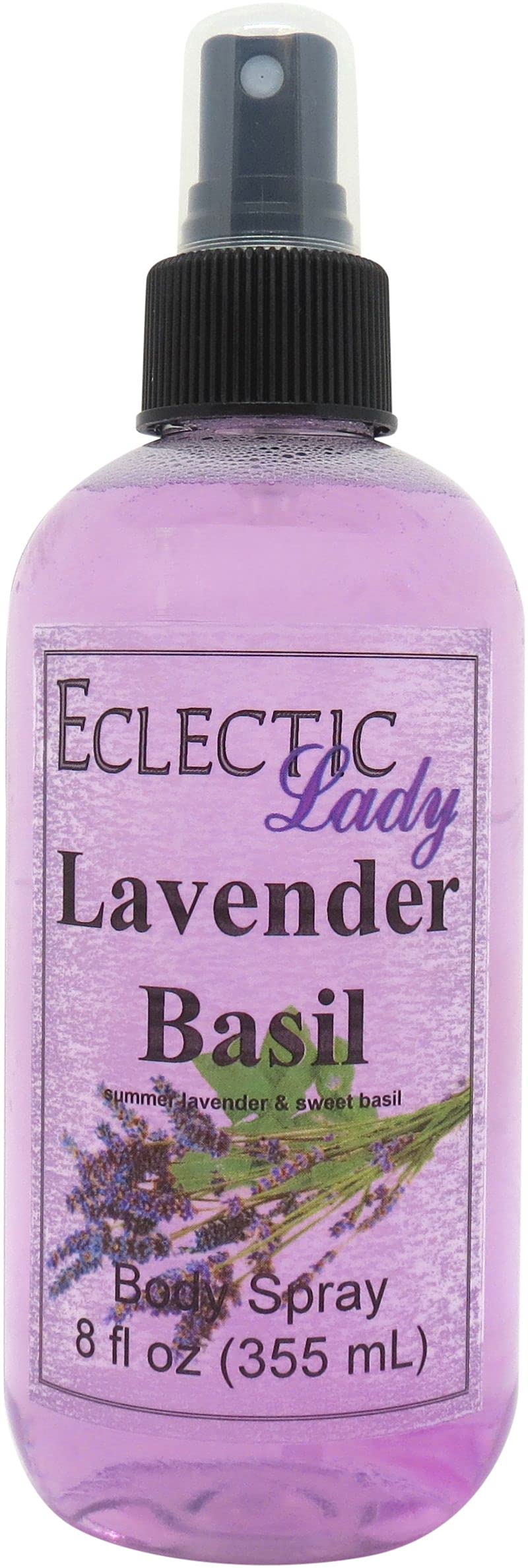 Eclectic Lady Lavender Basil Body Spray, Double Strength, 16 ounces, Body Mist for Women with Clean, Light & Gentle Fragrance, Cologne with Soft, Subtle Aroma For Daily Use